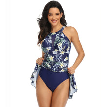 Load image into Gallery viewer, One-piece swimsuit plus size mesh skirt
