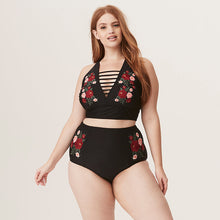 Load image into Gallery viewer, European and American plus fertilizer plus high waist swimsuit  fat lady plus size bikini
