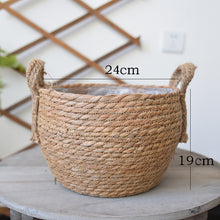 Load image into Gallery viewer, Hand-Woven Straw Basket Flower Pot

