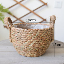 Load image into Gallery viewer, Hand-Woven Straw Basket Flower Pot
