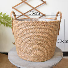 Load image into Gallery viewer, Hand-Woven Straw Basket Flower Pot

