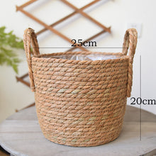 Load image into Gallery viewer, Hand-Woven Straw Basket Flower Pot

