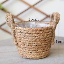 Load image into Gallery viewer, Hand-Woven Straw Basket Flower Pot
