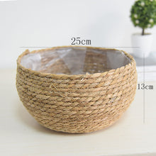 Load image into Gallery viewer, Hand-Woven Straw Basket Flower Pot

