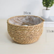 Load image into Gallery viewer, Hand-Woven Straw Basket Flower Pot
