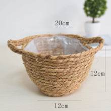 Load image into Gallery viewer, Hand-Woven Straw Basket Flower Pot
