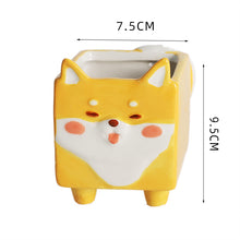 Load image into Gallery viewer, Cute Animal Ceramic Flowerpot Succulent Little Lion Shiba Inu Erha Kitten Gardening Tabletop Planting
