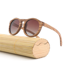 Load image into Gallery viewer, Round Wooden Sunglasses With Polarized Rivets

