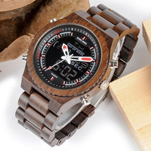 Load image into Gallery viewer, Full Wood Watch Quartz Watch Dual Movement Multi-function LED Watch
