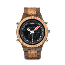 Load image into Gallery viewer, Full Wood Watch Quartz Watch Dual Movement Multi-function LED Watch

