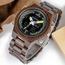 Load image into Gallery viewer, Full Wood Watch Quartz Watch Dual Movement Multi-function LED Watch
