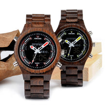 Load image into Gallery viewer, Full Wood Watch Quartz Watch Dual Movement Multi-function LED Watch
