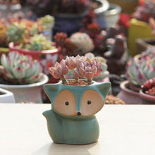 Load image into Gallery viewer, Creative Thumb Pot Fox Cartoon Ceramic Flower Pot Succulent Plant Pot Stoneware Breathable Pottery Basin Garden Decoration
