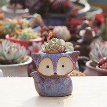 Load image into Gallery viewer, Creative Thumb Pot Fox Cartoon Ceramic Flower Pot Succulent Plant Pot Stoneware Breathable Pottery Basin Garden Decoration

