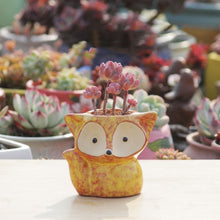 Load image into Gallery viewer, Creative Thumb Pot Fox Cartoon Ceramic Flower Pot Succulent Plant Pot Stoneware Breathable Pottery Basin Garden Decoration
