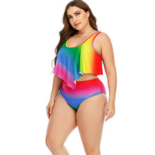 Load image into Gallery viewer, Plus Size Women's Split Rainbow Swimsuit
