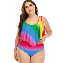 Load image into Gallery viewer, Plus Size Women's Split Rainbow Swimsuit
