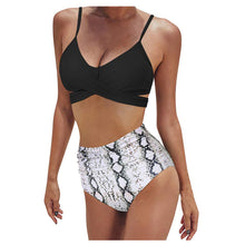 Load image into Gallery viewer, Cross Strap High Waist Printed Split Ladies Bikini
