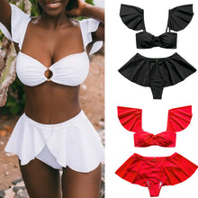 Load image into Gallery viewer, Solid Color Four-piece Bikini Female Split Swimsuit
