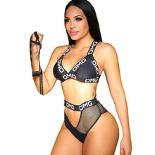 Load image into Gallery viewer, Two-piece Solid Color Sexy Split Letter Bikini Swimsuit
