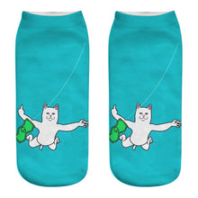 Load image into Gallery viewer, Spring And Autumn Cute Cat Cartoon 3d Print Socks Harajuku Woman Funny Kawaii ElasticPink Socks Invisible Boat Socks Short Tube
