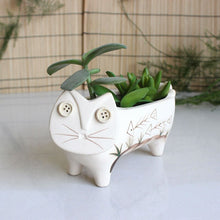 Load image into Gallery viewer, Stoneware Cat Succulent Flower Pot Ceramic
