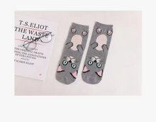 Load image into Gallery viewer, Spring and autumn new cartoon straight socks female adult animal cute female socks cat cotton socks in stockings
