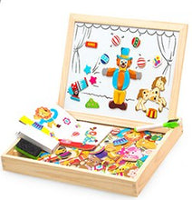 Load image into Gallery viewer, Wooden Magnetic Puzzle Toys Children 3D Puzzle Box Figure Animals Circus Writing Drawing Board Learning Education Toys For Kids
