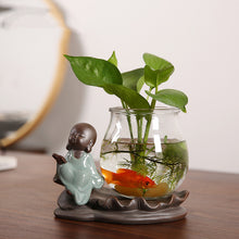 Load image into Gallery viewer, Vase Glass Transparent Water Culture Tabletop Ceramic Flower Pot
