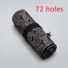 Load image into Gallery viewer, Black Leaf Canvas Printing Pen Curtain Large Capacity Pencil Case Stationery Bag

