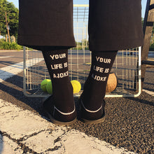 Load image into Gallery viewer, Letter tide brand solid color tube cotton socks
