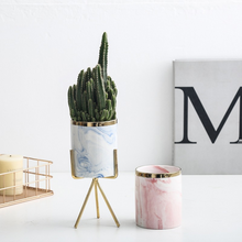 Load image into Gallery viewer, Ceramic flower pot wrought iron flower stand
