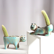 Load image into Gallery viewer, Cute Cat Tail Flowerpot Ceramic Personality Cartoon Animal
