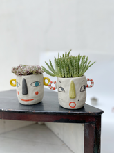 Load image into Gallery viewer, Handmade Ceramic Succulent Flower Pot With Human Face
