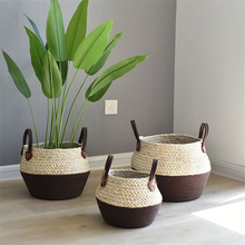 Load image into Gallery viewer, Crafts Seaweed Decoration Straw Bag Flower Pot Container Home Furnishing

