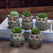 Load image into Gallery viewer, Owl Shape Garden Flower Pot Desk Plant Pot Creative Design
