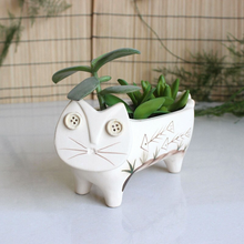 Load image into Gallery viewer, Stoneware Cat Succulent Flower Pot Ceramic
