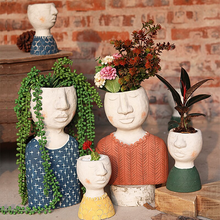 Load image into Gallery viewer, Happy House Art Portrait Sculpture Flower Pot Flower Vessel
