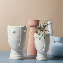 Load image into Gallery viewer, Ceramic abstract human face flower pot
