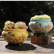 Load image into Gallery viewer, Hand-painted Large-caliber Succulent Flower Pot Coarse Ceramic Breathable
