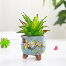 Load image into Gallery viewer, Hand Carved Ceramic Succulent Flower Pot
