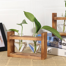 Load image into Gallery viewer, Creative Heart-shaped Hydroponic Vase Glass Wood Flower
