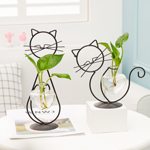 Load image into Gallery viewer, Simple Cat Iron Flower Hydroponic Vase
