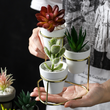 Load image into Gallery viewer, Simple iron frame ceramic flower pot
