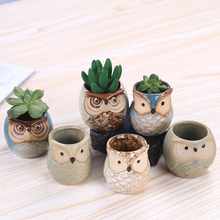 Load image into Gallery viewer, Owl Animal Thumb Flower Pot Personality Ceramic Craft Office Home Decoration
