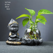 Load image into Gallery viewer, Glass Transparent Water Cultivation Green Dish Ware Flower Pot
