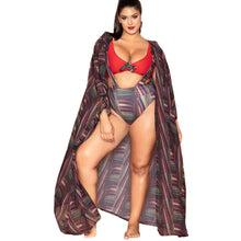 Load image into Gallery viewer, Split swimsuit printed high waist strap swimsuit beach jacket
