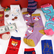Load image into Gallery viewer, Literary fan original personality cartoon cotton socks ladies animal tube socks tide socks
