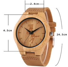 Load image into Gallery viewer, Casual handmade bamboo watch for men and women Student simple and lovely animal dog leather watch
