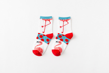 Load image into Gallery viewer, Vertical polka dot wavy flamingo cotton tube stockings
